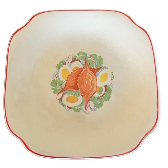 CAMWOOD IVORY Vintage 40’s 50’s Seafood Fruit Veggies Square Luncheon Plates - Picture 6 of 8